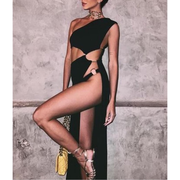 Amelia Maxi Cut Out One Shoulder Slit Thigh Dress - Picture 13 of 13